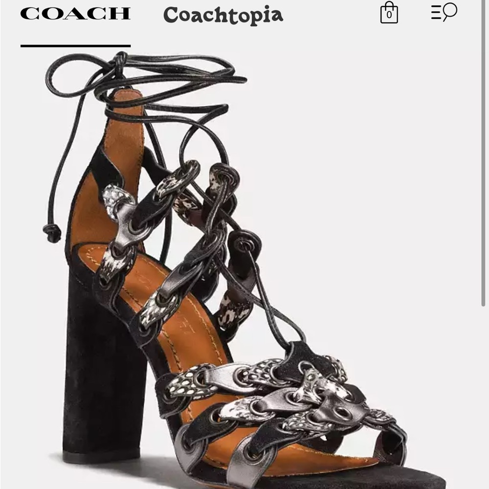 Coach lace up heel sandal with coach link. 
Never worn! Gorgeous pair of shoes - Picture 4 of 4